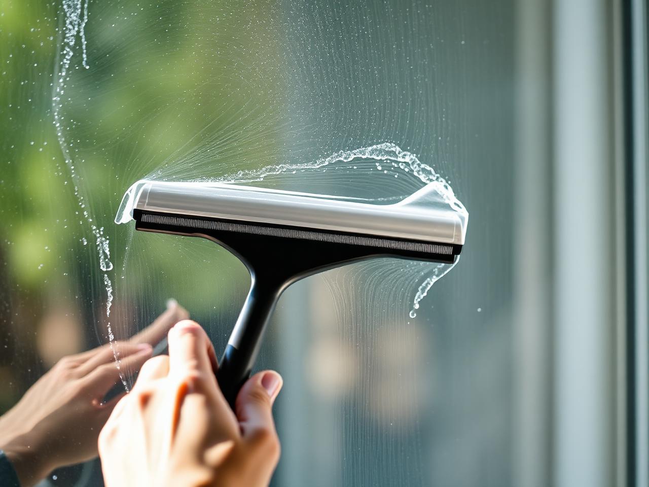 Squeegee leaving a streak-free finish on glass